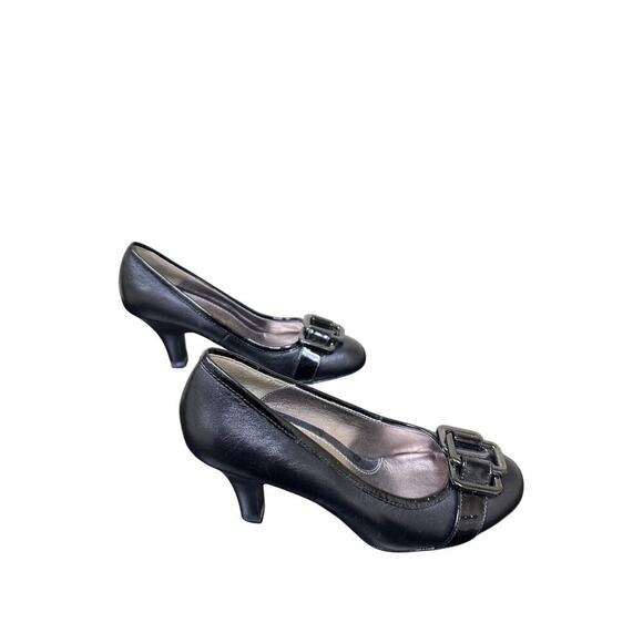 Sofft Size 5 Black Leather Work Unique Career Heel Pump Shoe Office Siren Career - Picture 7 of 12